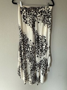 ASOS Swim Ivory and Black Leopard Print Flowy Pants with Elastic Waist